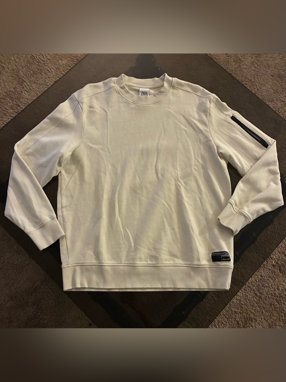 Zara Men's Light Khaki Crewneck Sweater